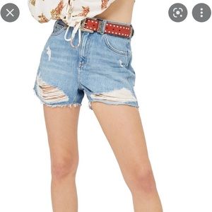 TOPSHOP | Moto Mom Distressed Shorts